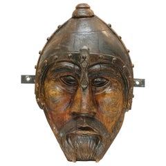 Folk Art Carved Wood Figural Portrait of Thor Signed Jack Duel, Dated 2002