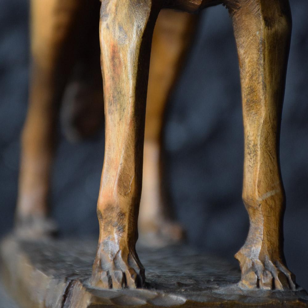 Folk Art Carved Wood German Shepherd Dog Statue 9