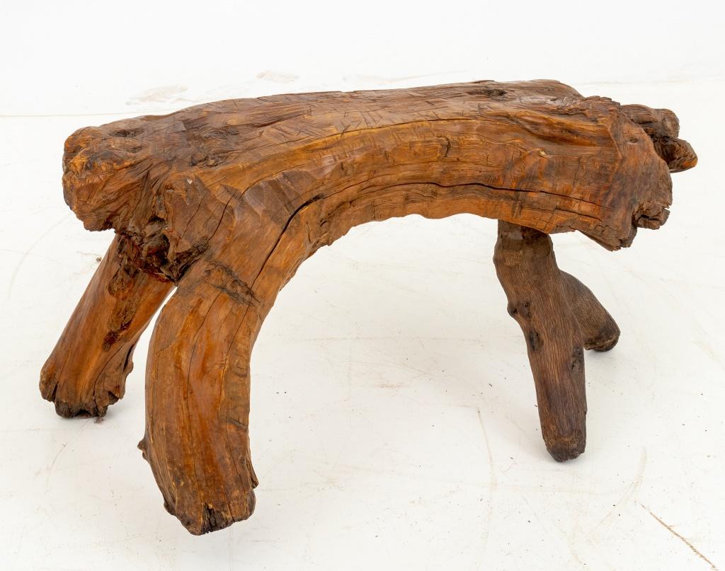 African Folk Art Carved Wood Live Edge Stool For Sale