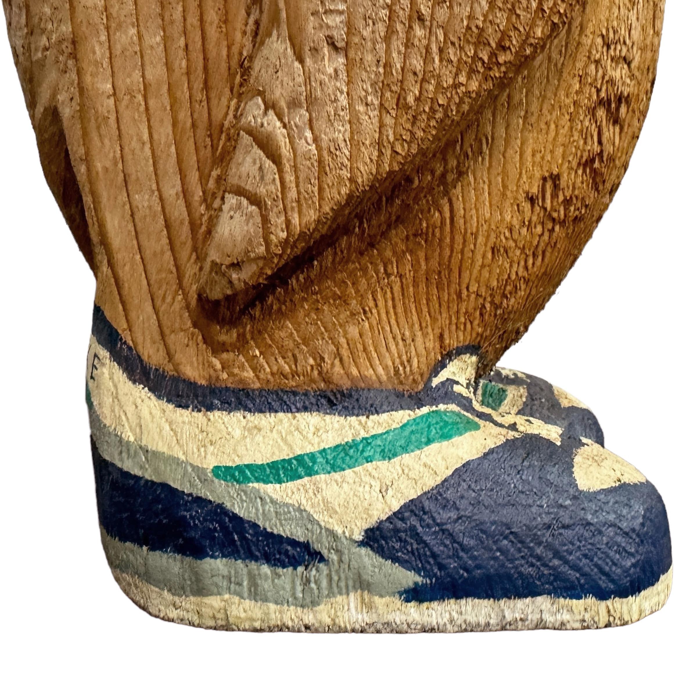 Folk Art Carved Wood Penguin Wearing Nike Shoes 4