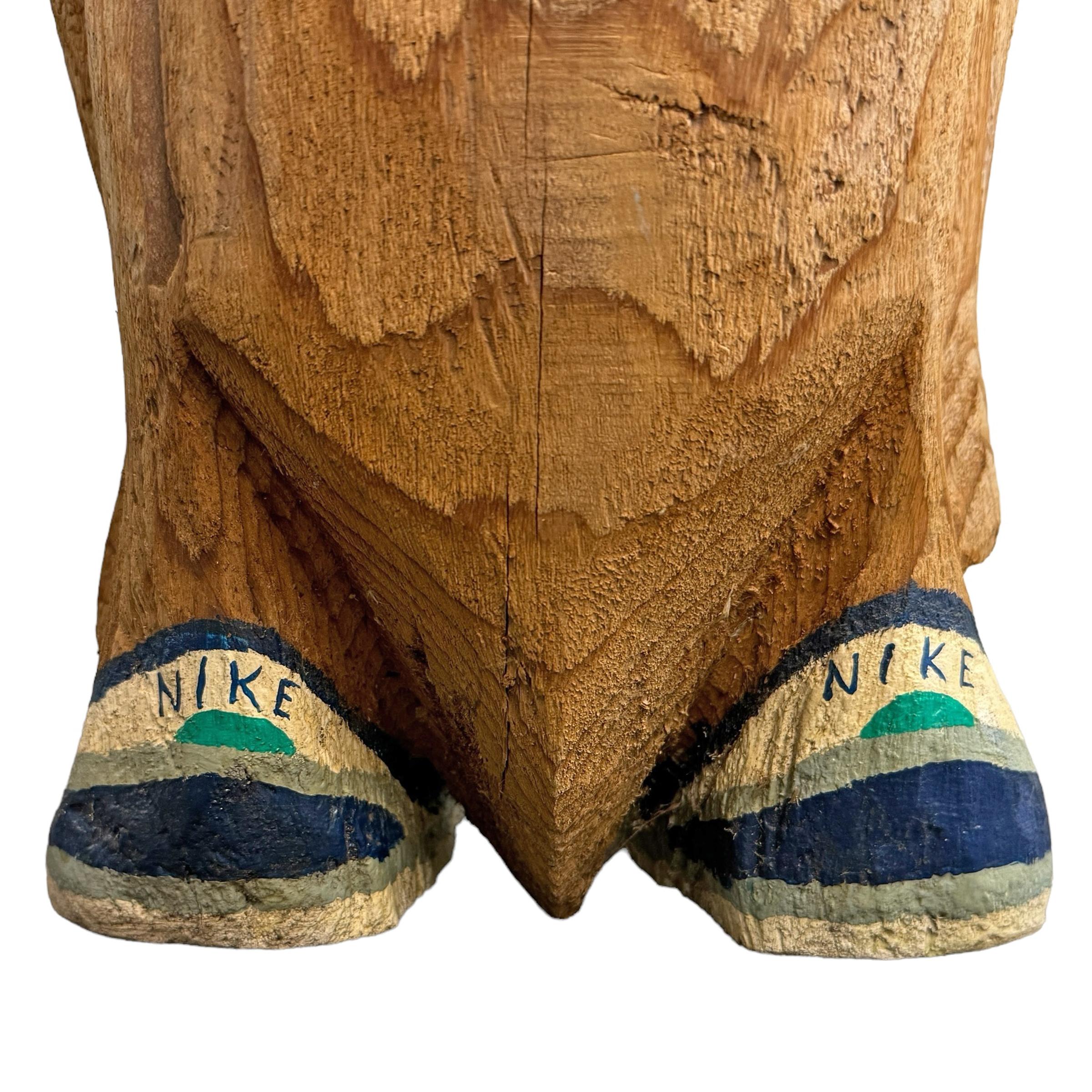 Folk Art Carved Wood Penguin Wearing Nike Shoes 5