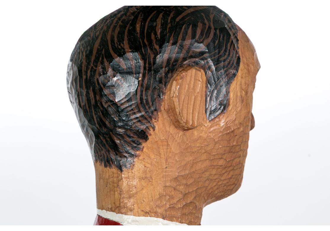 Folk Art Carved Wood Statue Signed Colby 1982 en vente 4