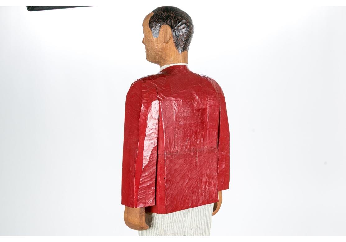 Artisanat Folk Art Carved Wood Statue Signed Colby 1982 en vente