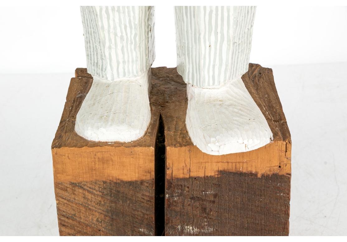 Folk Art Carved Wood Statue Signed Colby 1982 en vente 1