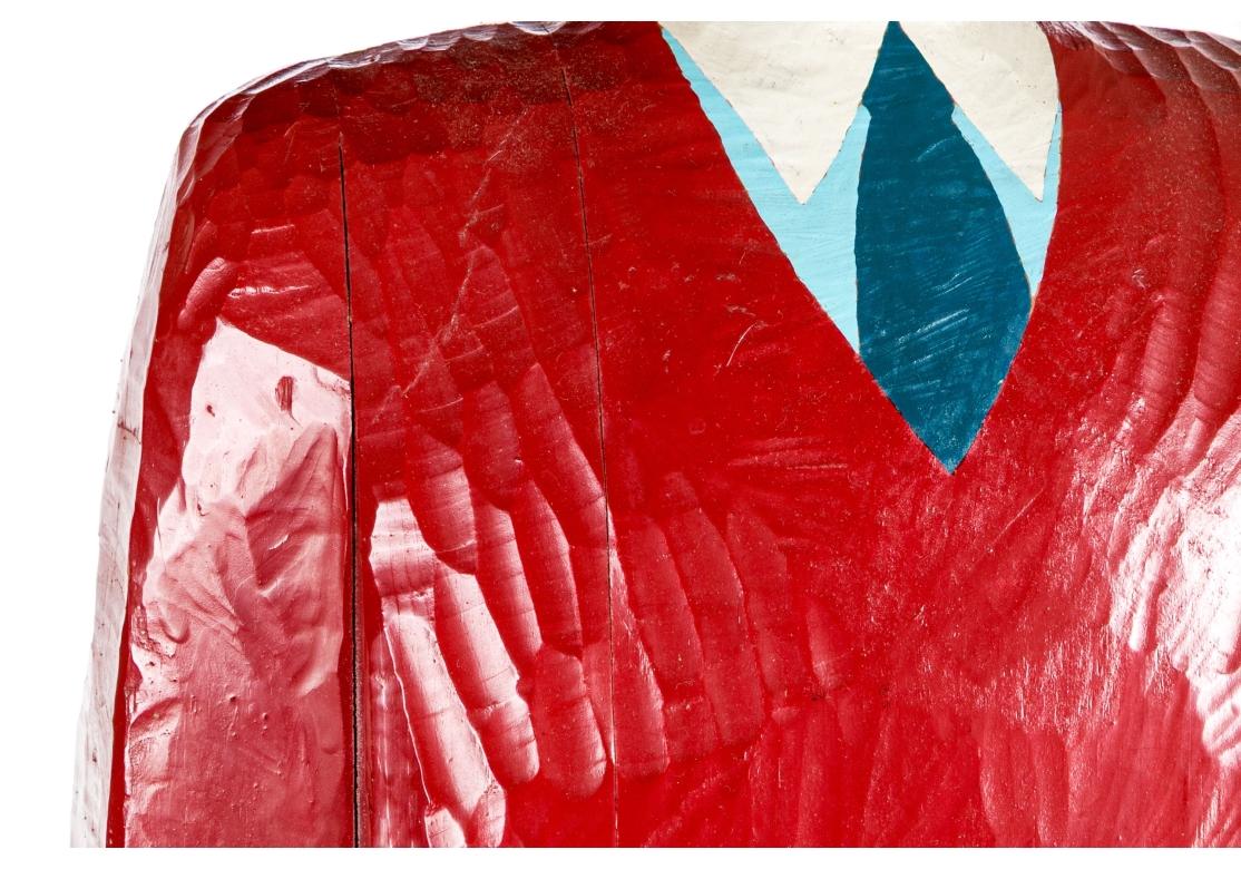 Folk Art Carved Wood Statue Signed Colby 1982 en vente 2