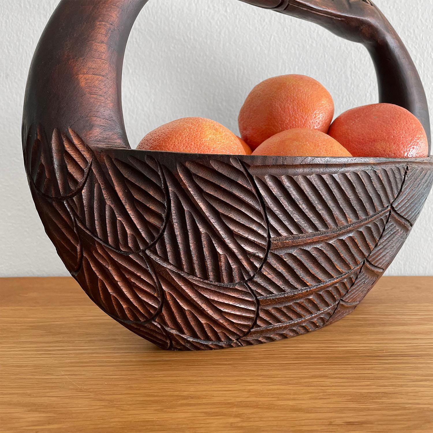 Folk Art Carved Wood Swan Bowl For Sale 3