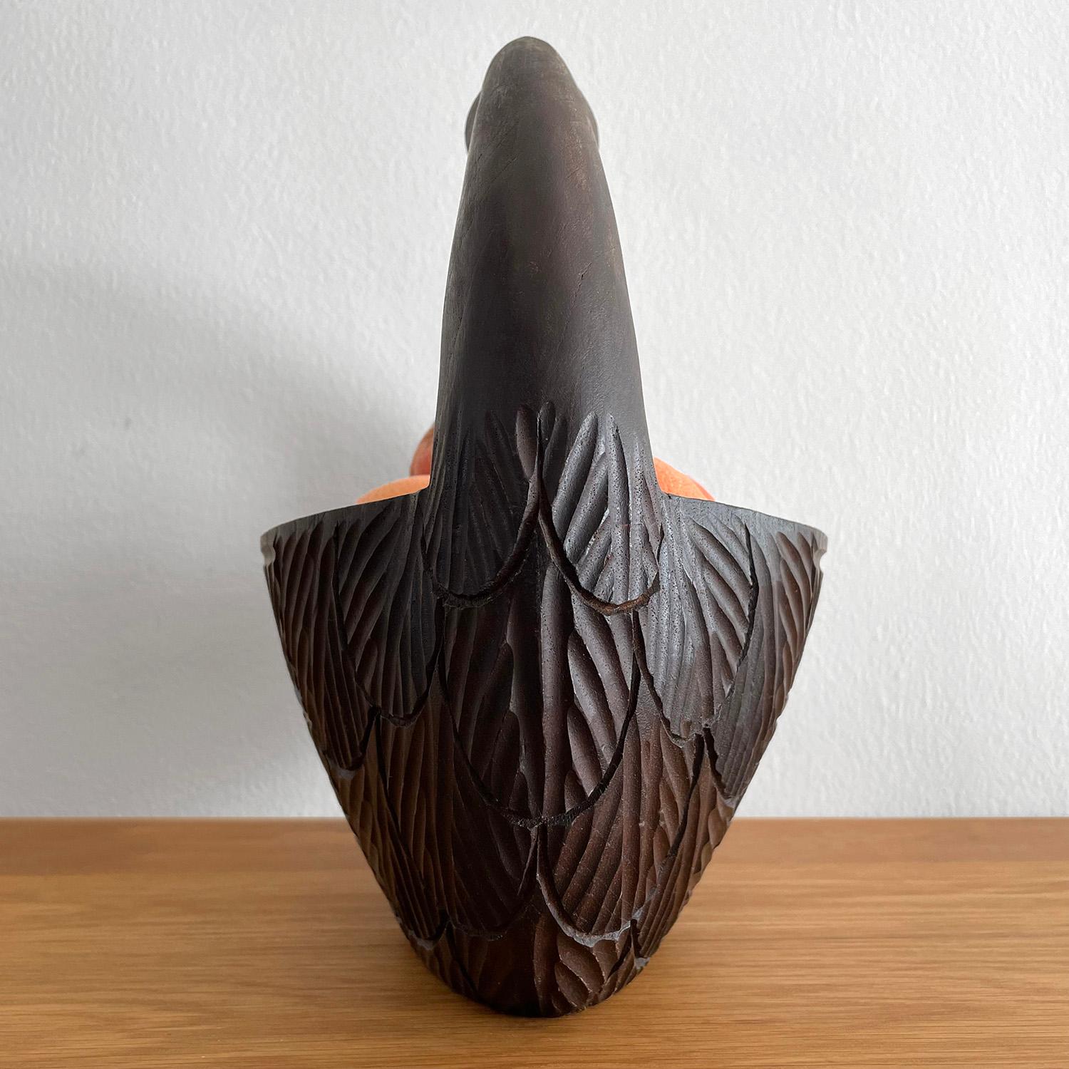 Folk Art Carved Wood Swan Bowl For Sale 4