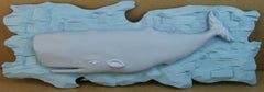 Provincetown Folk Art Carved Wood Whale Wall Sculpture