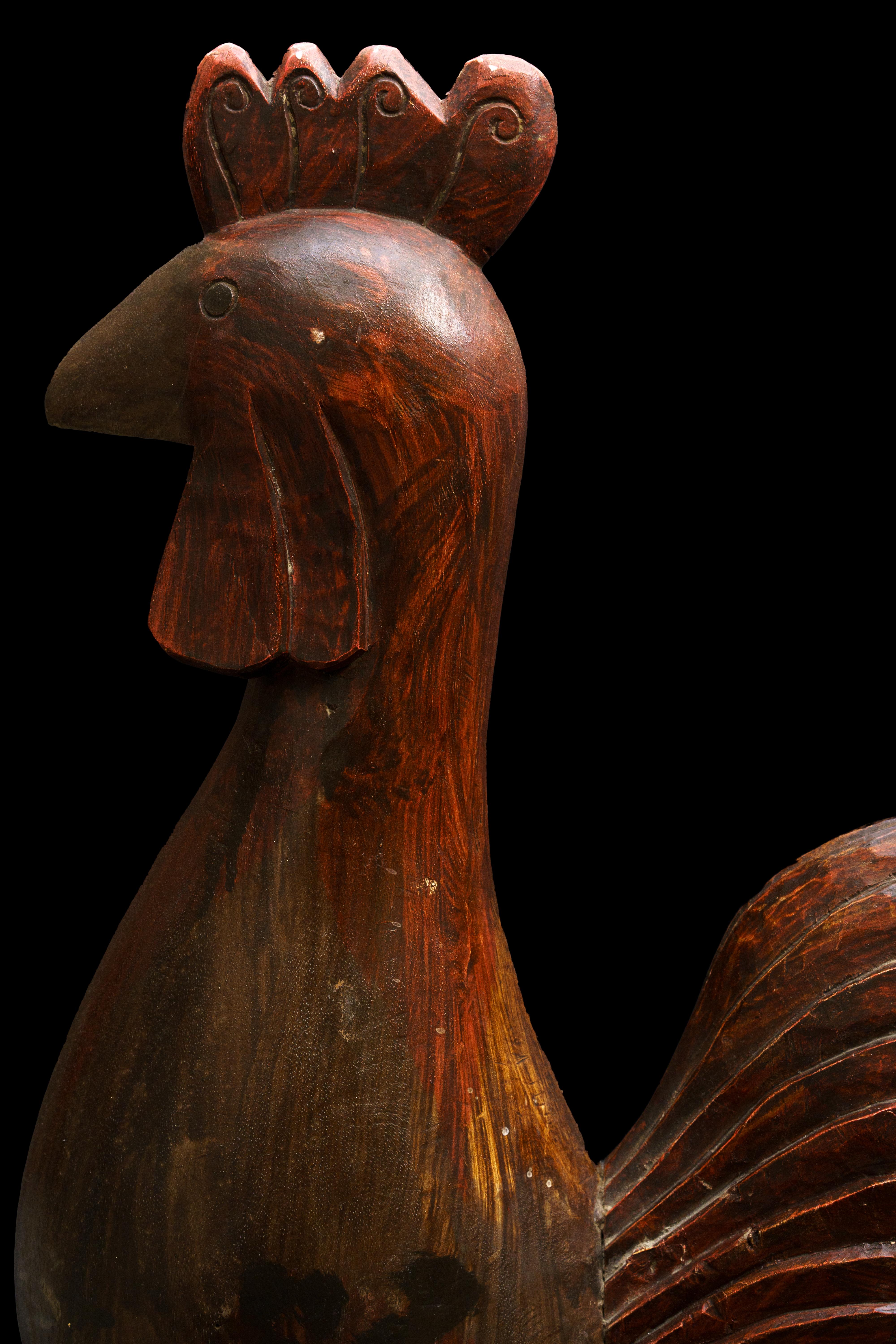 Unknown Folk Art Carving of Rooster
