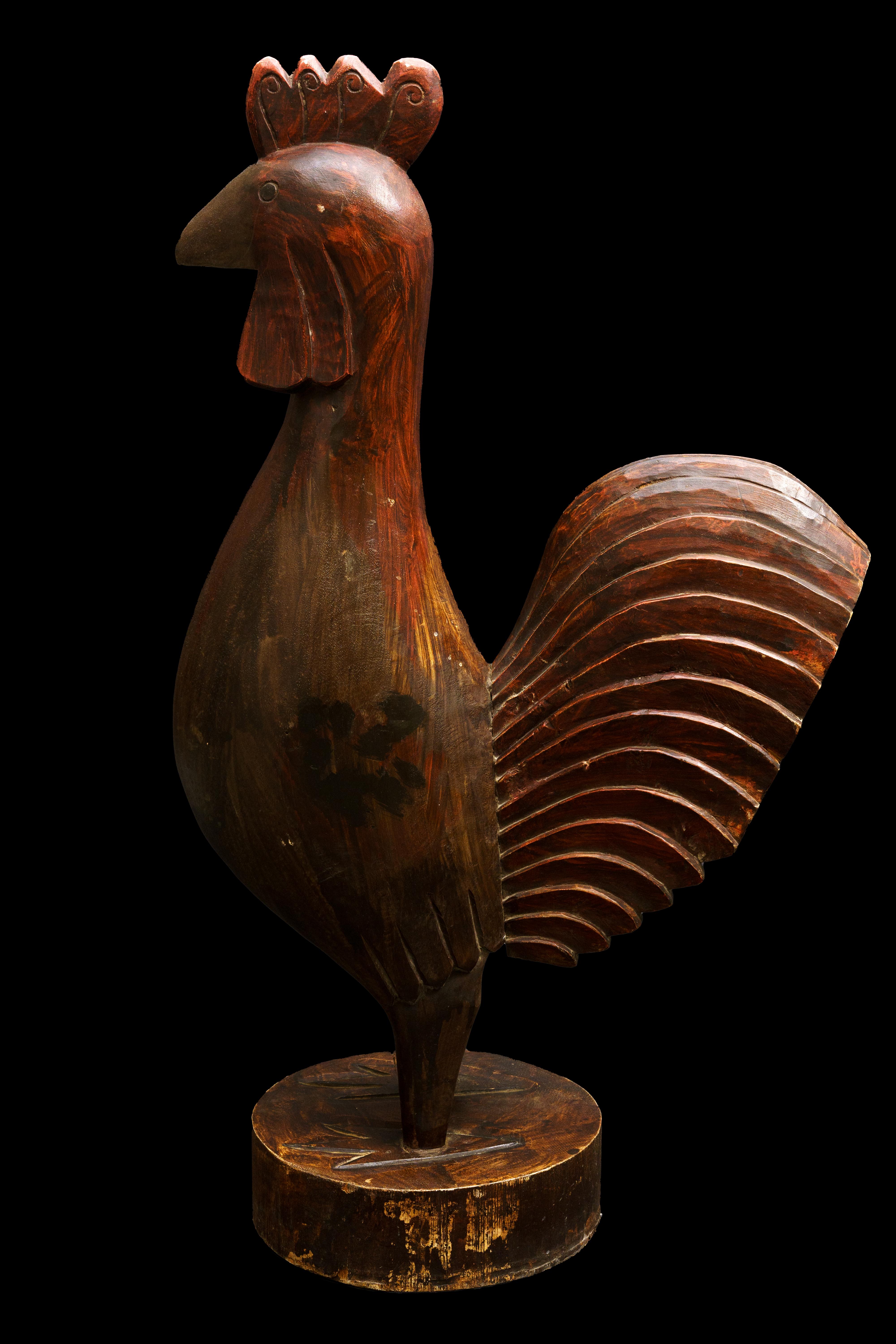 Folk Art Carving of Rooster In Good Condition In New York, NY