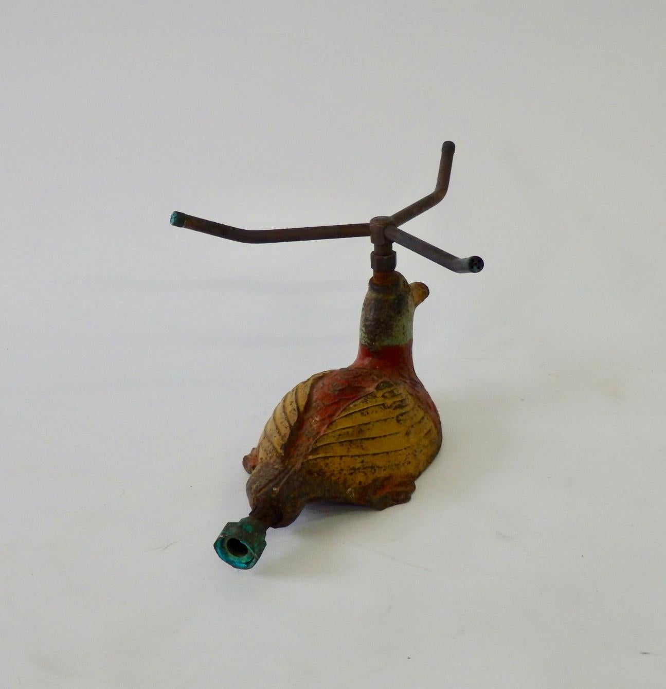 American Folk Art Cast Iron Duck Form Lawn Sprinkler For Sale