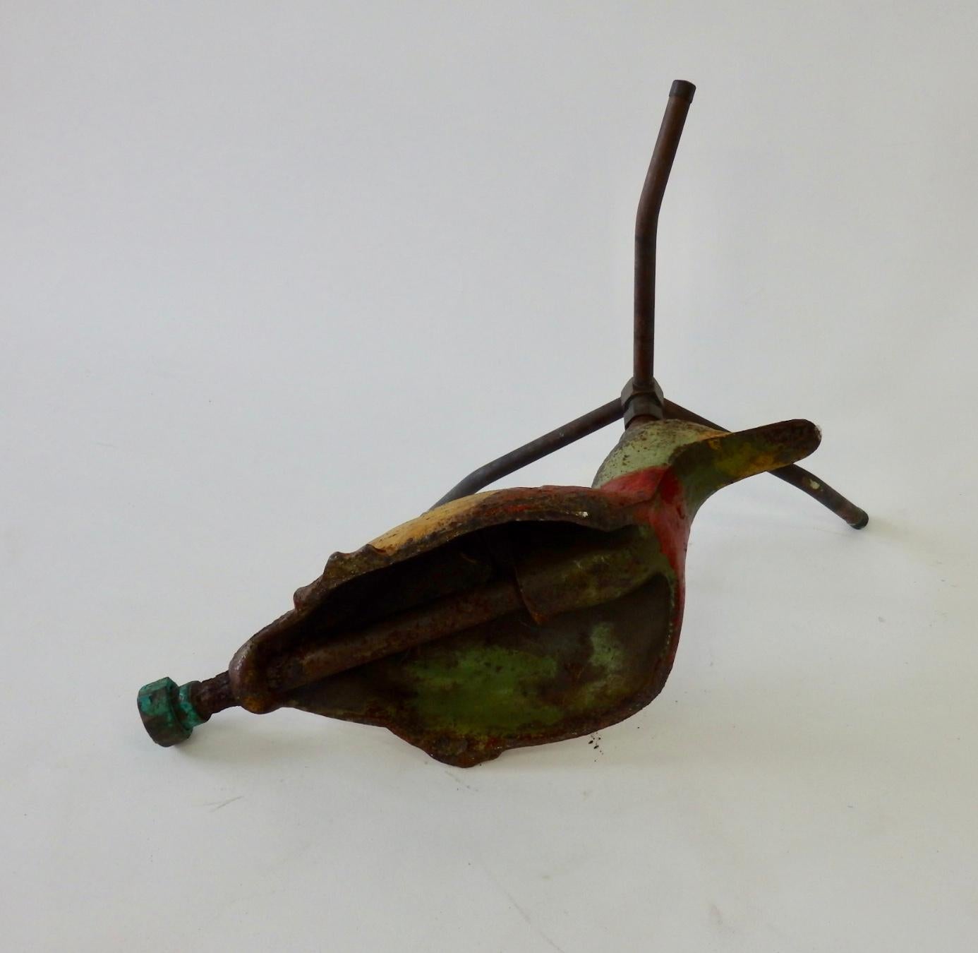 20th Century Folk Art Cast Iron Duck Form Lawn Sprinkler For Sale