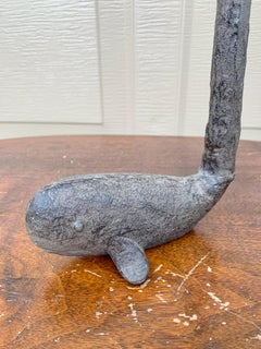 Folk Art Cast Iron Whale Sculpture or Door Stop