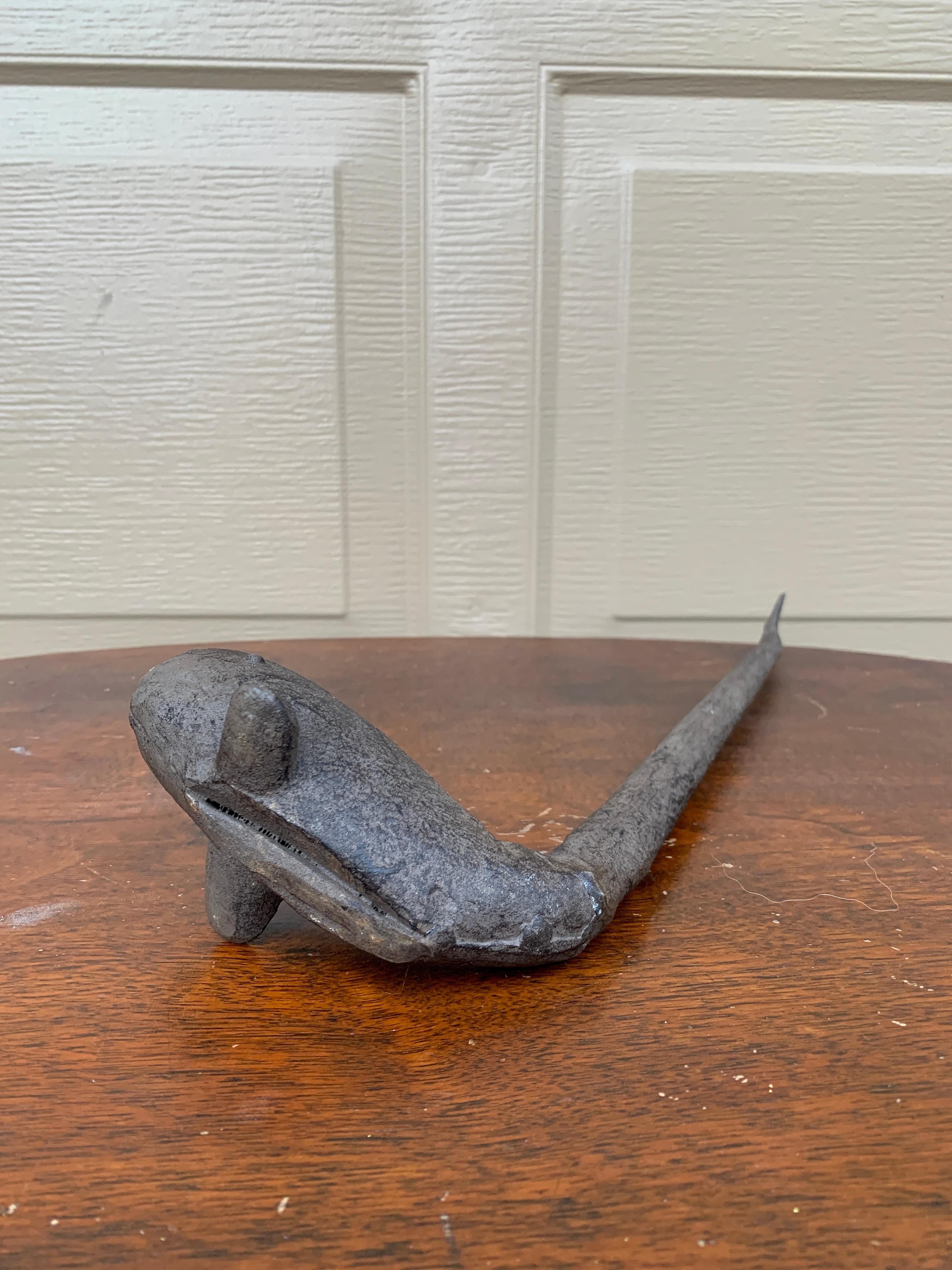 Folk Art Cast Iron Whale Sculpture or Door Stop For Sale 1