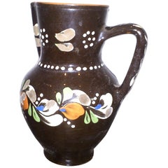 Folk Art Ceramic Pitcher, circa 1970s