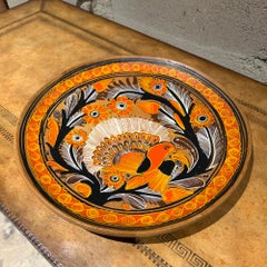 Folk Art Charger Decorative Terracotta Plate From Tonalá Mexico