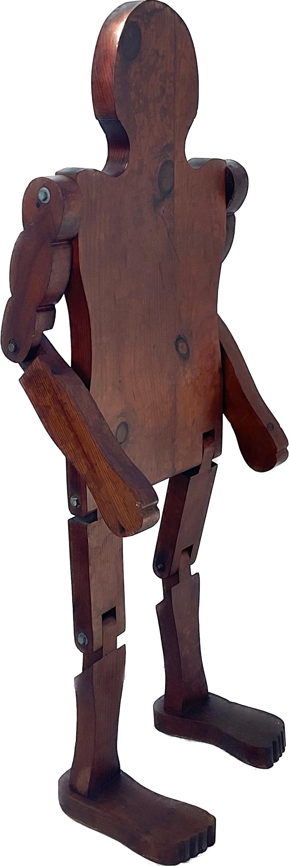 20th Century Folk Art Child-Size Articulated Wooden Mannequin For Sale