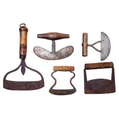 Choppers d'art populaire, ensemble de cinq, vers 1780-1820