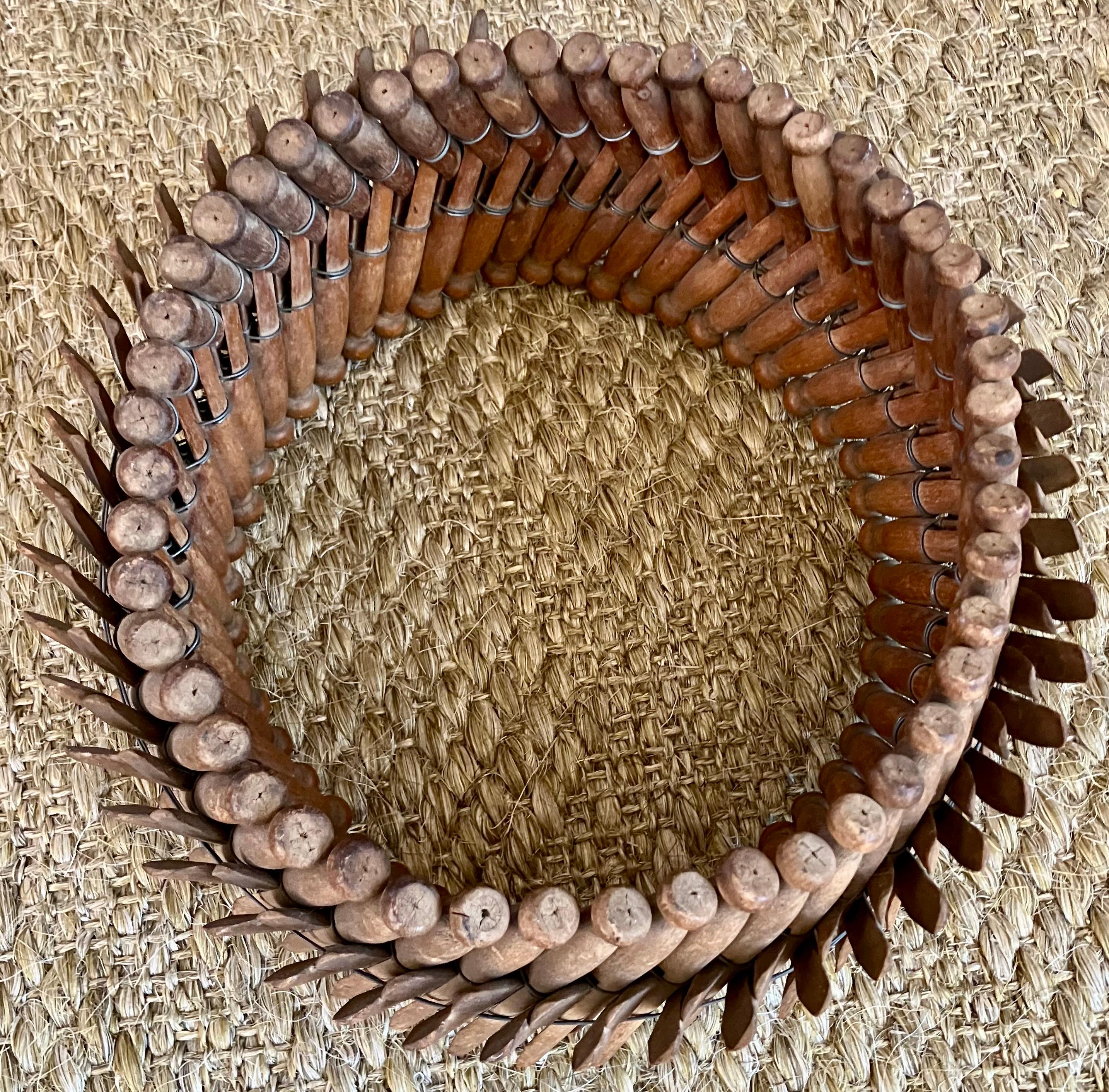 American Folk Art Wood Clothes Pin Wreath For Sale