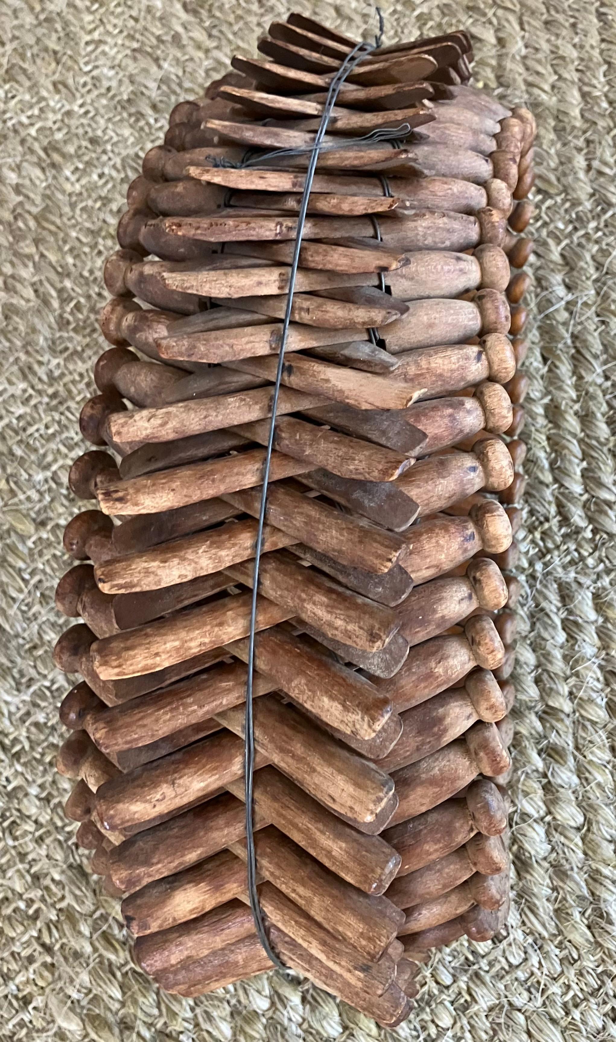 Wire Folk Art Wood Clothes Pin Wreath For Sale