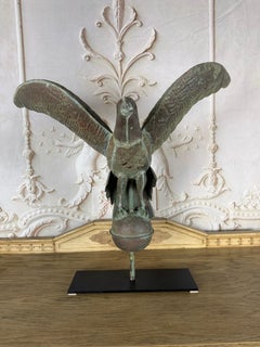 Folk Art Copper Eagle Weathervane on Iron Base