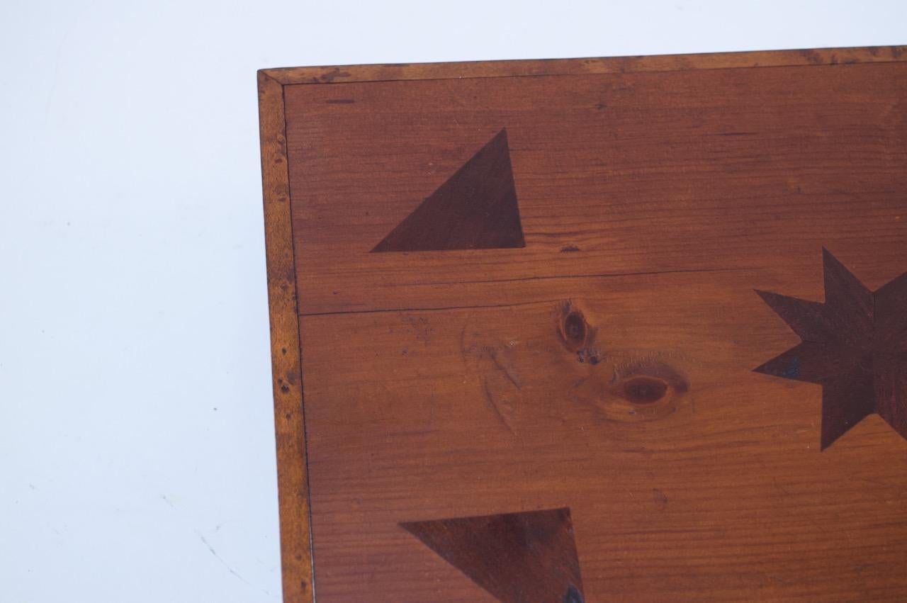 Folk Art Deco Maple Burl Wood Decorative Lock Box with Inlay Detail For Sale 2