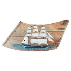 Antique Folk Art Decorated Sail Boat Centerboard