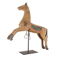 Folk Art Decorative Carved Wooden Horse in Original Paint