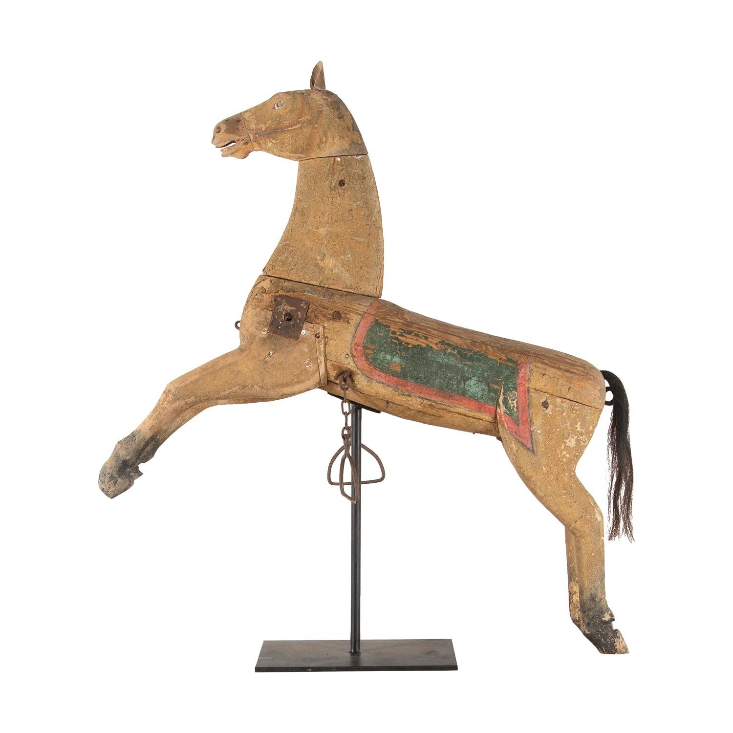 Folk Art Decorative Carved Wooden Horse in Original Paint