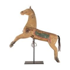 Antique Folk Art Decorative Carved Wooden Horse in Original Paint