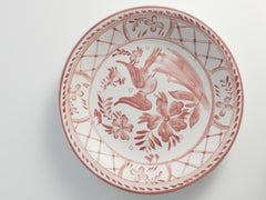 Plat d'art populaire à motif floral rouge par Ilse Claesson pour Rörstrand, Suède 1930