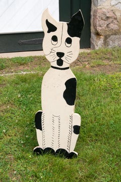 1950s Hand-Painted Folk Art Dog Bench or Shelf, USA