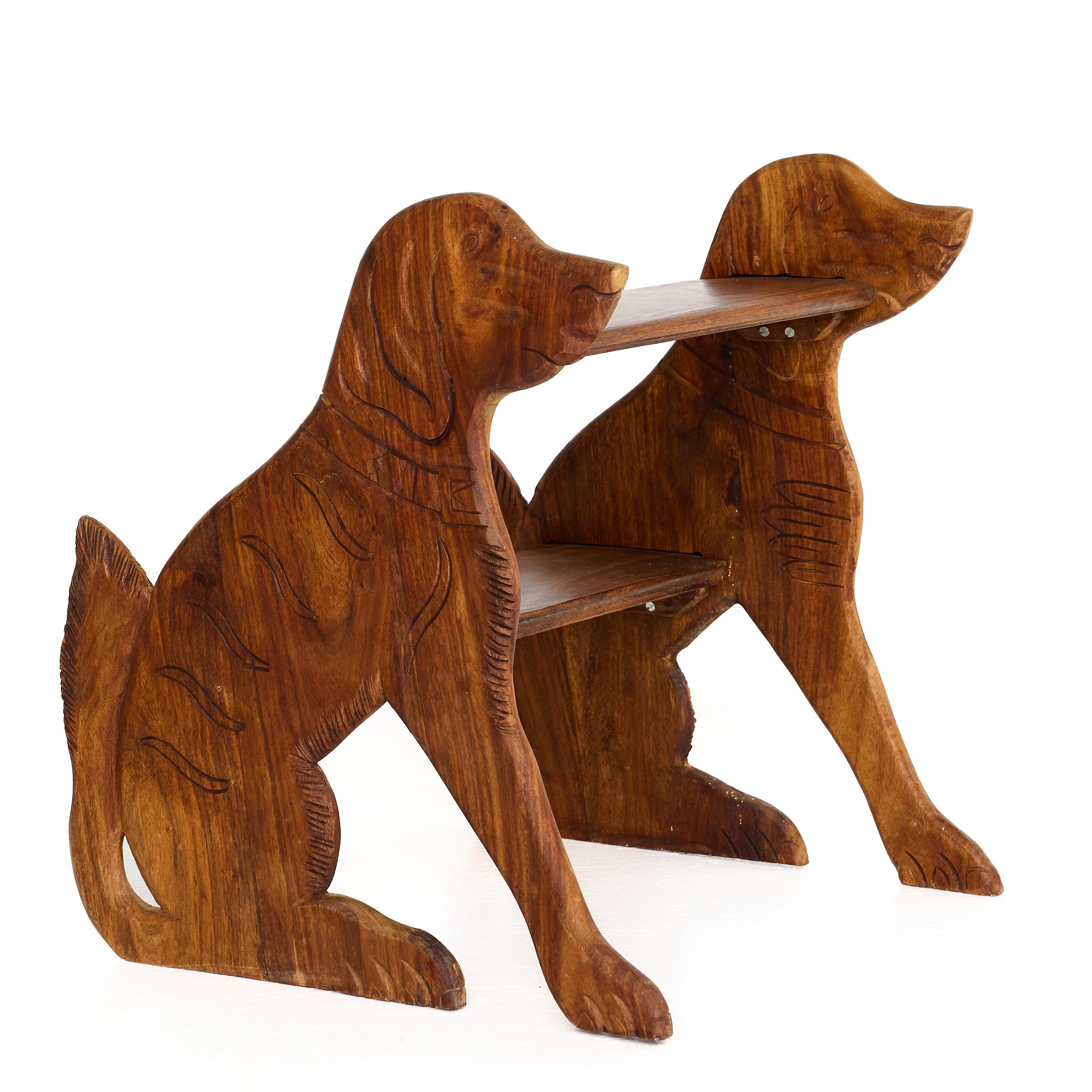 20th Century Folk Art Dog Profile Step Stool