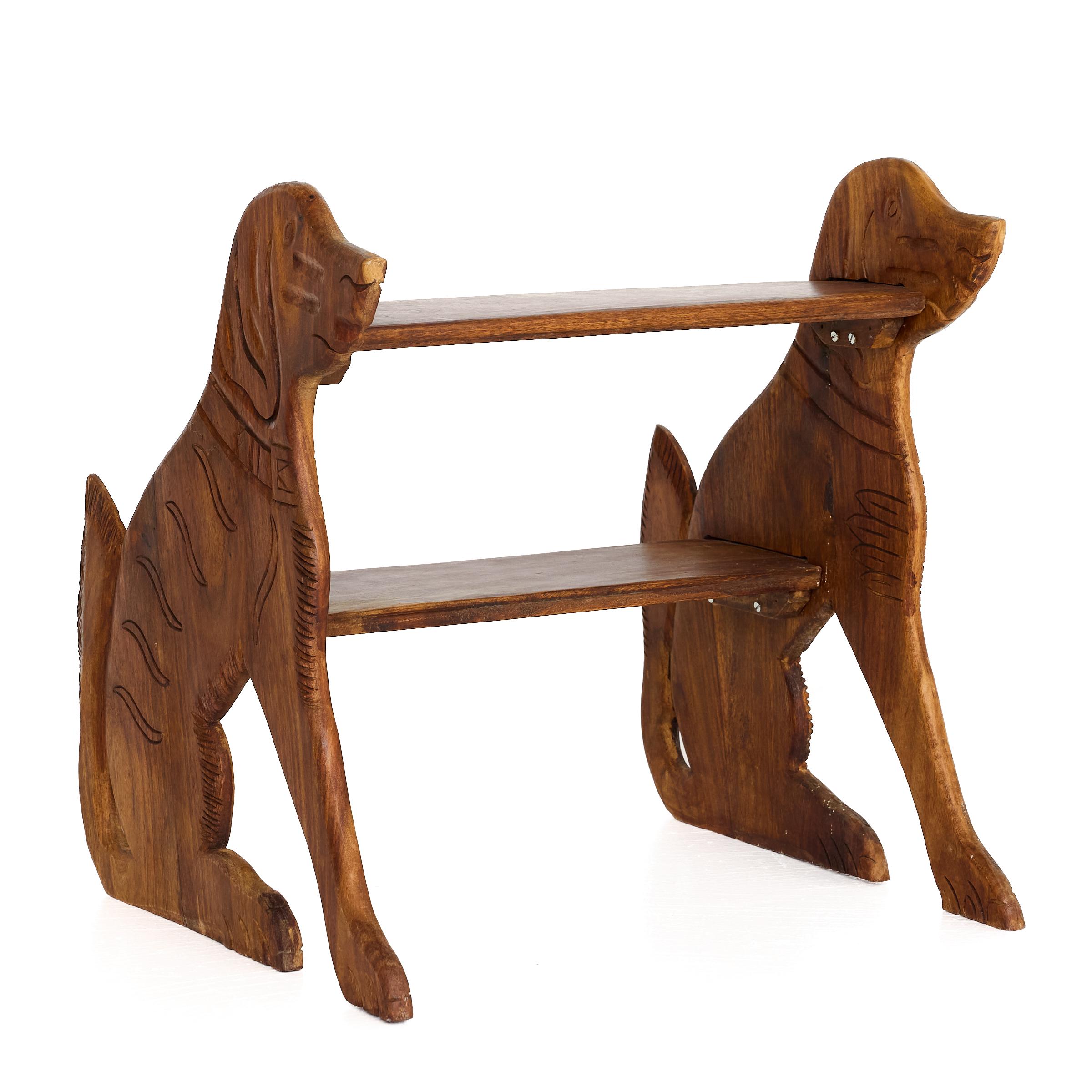 Wood Folk Art Dog Profile Step Stool