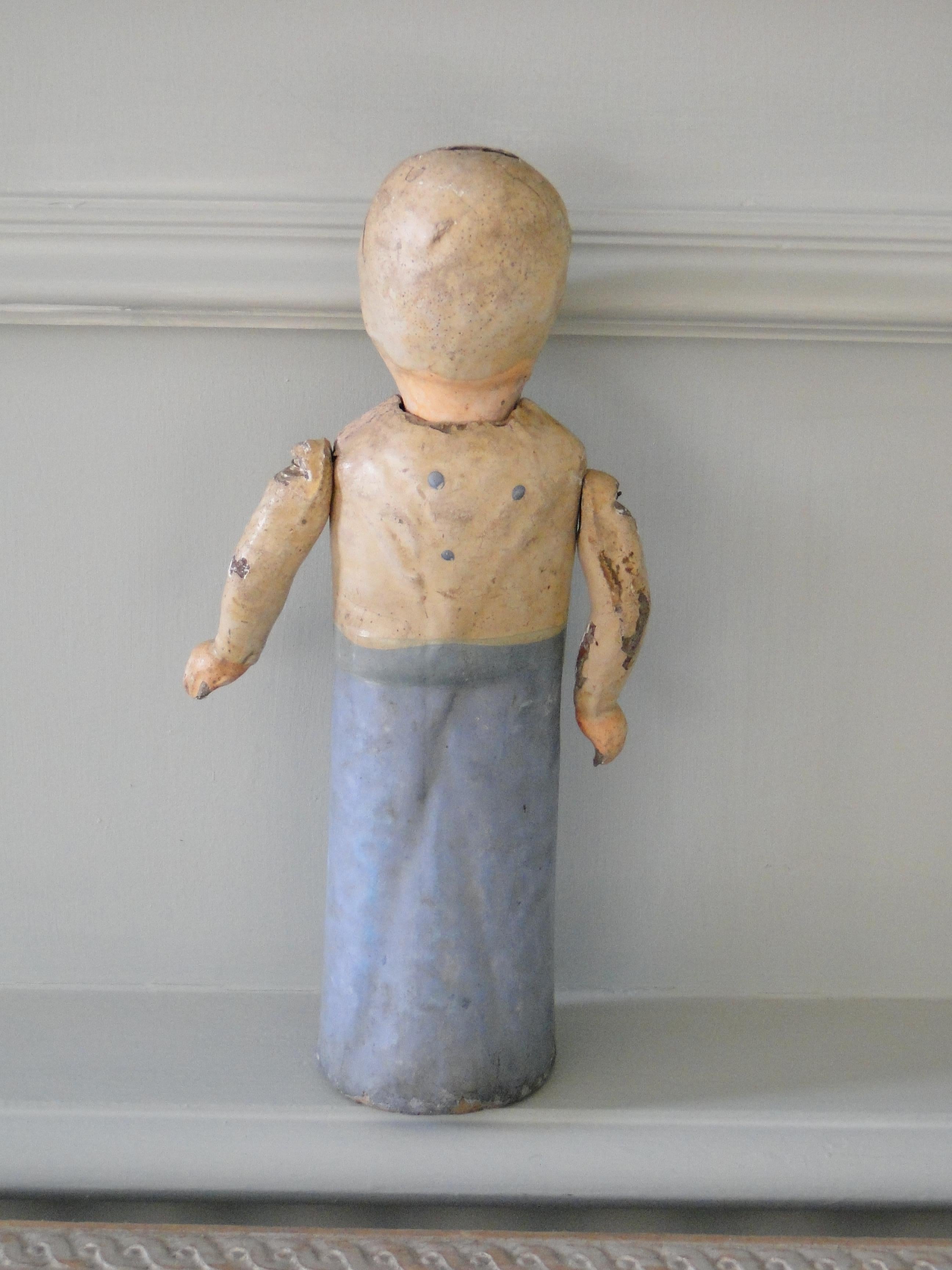 Folk Art Doll of Papier Mâché, 1900 For Sale 1