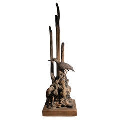 Folk Art Drift Wood Sculpture W/ Bird