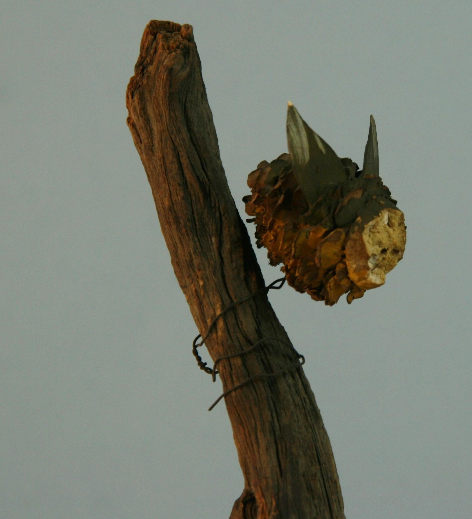 Japanische Holzbaum-Skulptur mit handbemalten Vögeln aus Holz im Angebot 8