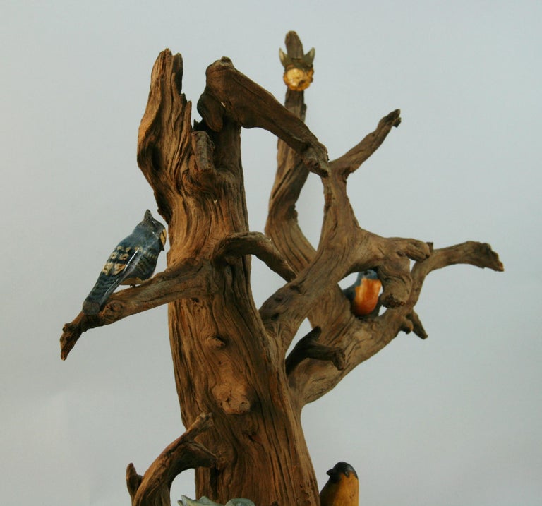Folk Art Driftwood Carved Eastern Bird Sculpture For Sale 3