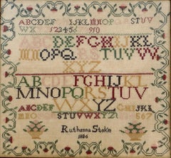 Folk Art Early 19thC American Sampler Wrought By "Ruthanna Stoke" Dated 1836