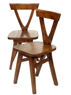 Arte Popular Principios del Siglo XX Madera Rústica Cuatro Sillas