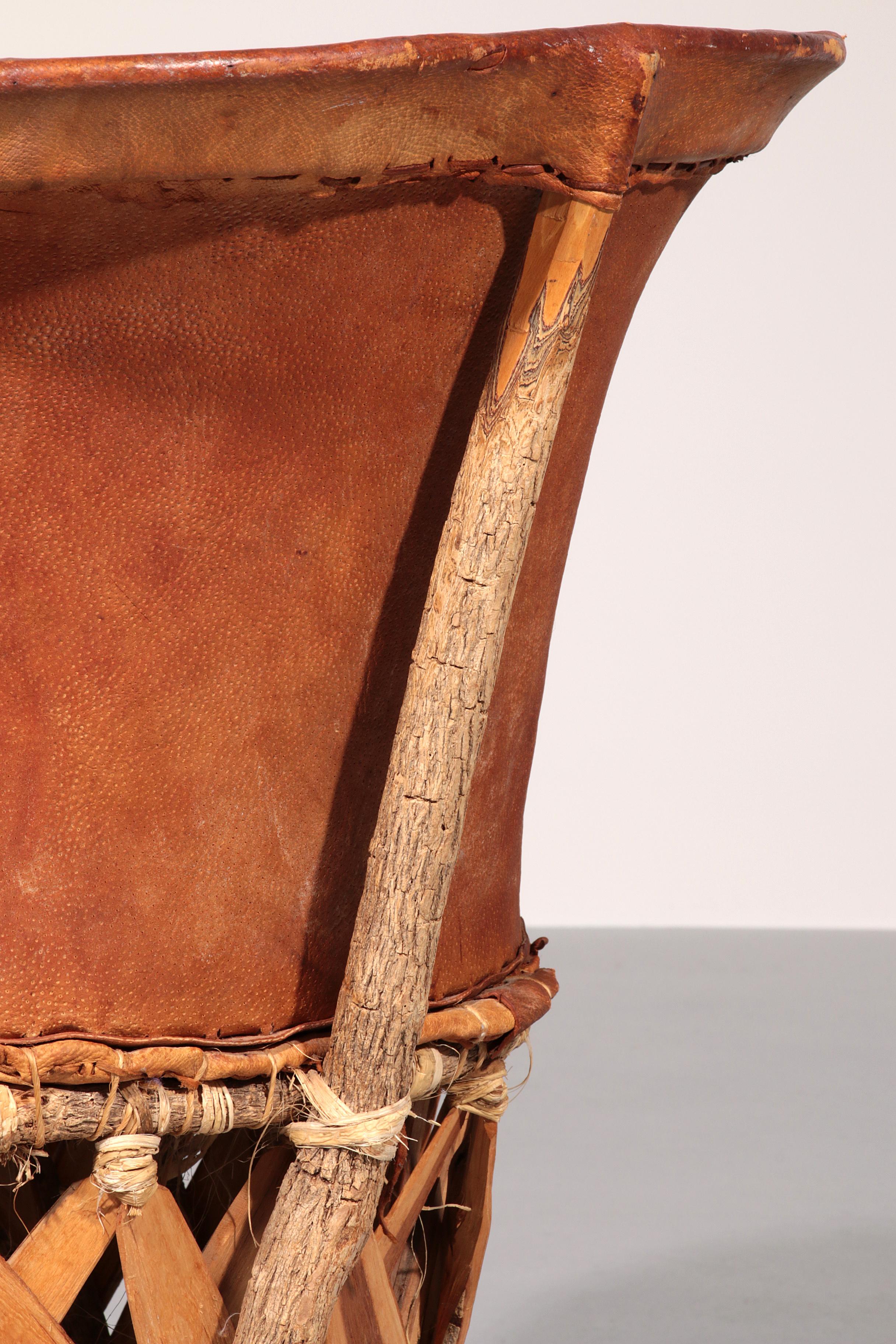 Folk Art Equipale Ostrich Chair Leather Mexico 1970s For Sale 10