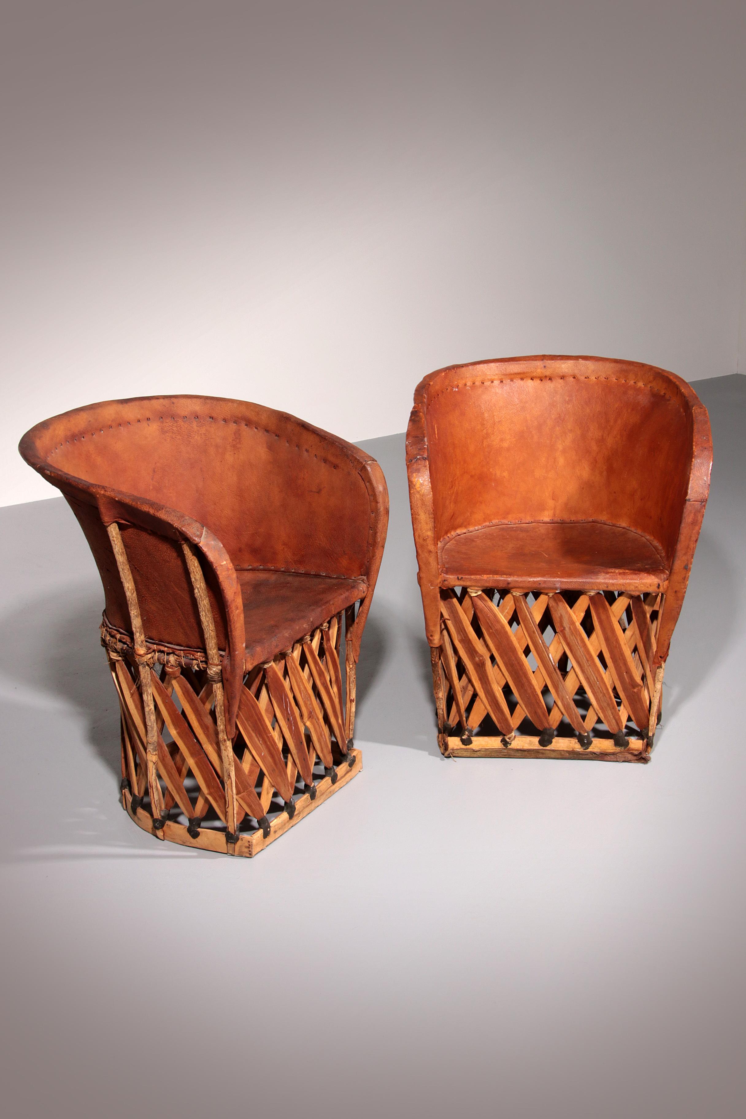 Mid-Century Modern Folk Art Equipale Ostrich Chair Leather Mexico 1970s For Sale