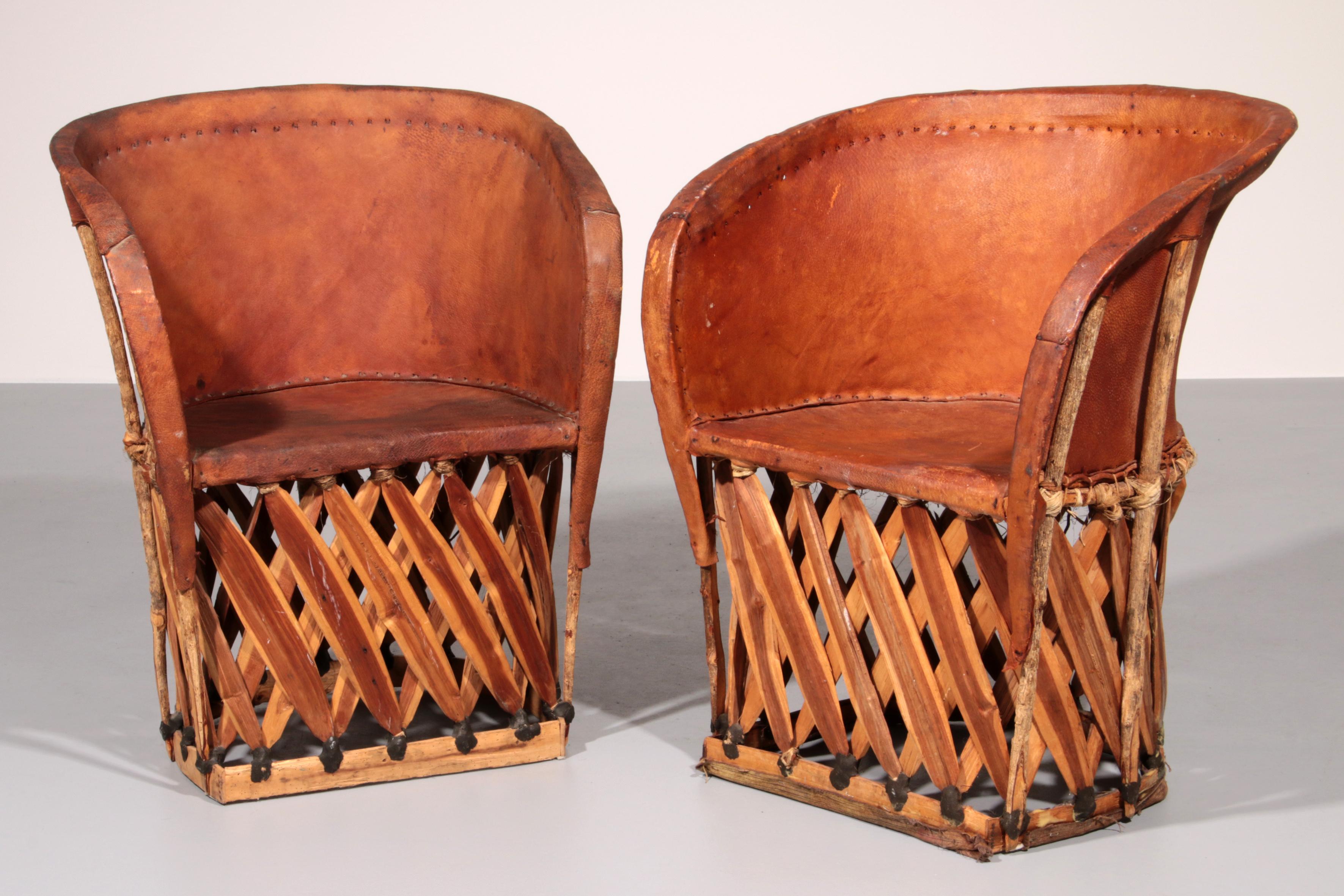 Spanish Folk Art Equipale Ostrich Chair Leather Mexico 1970s For Sale