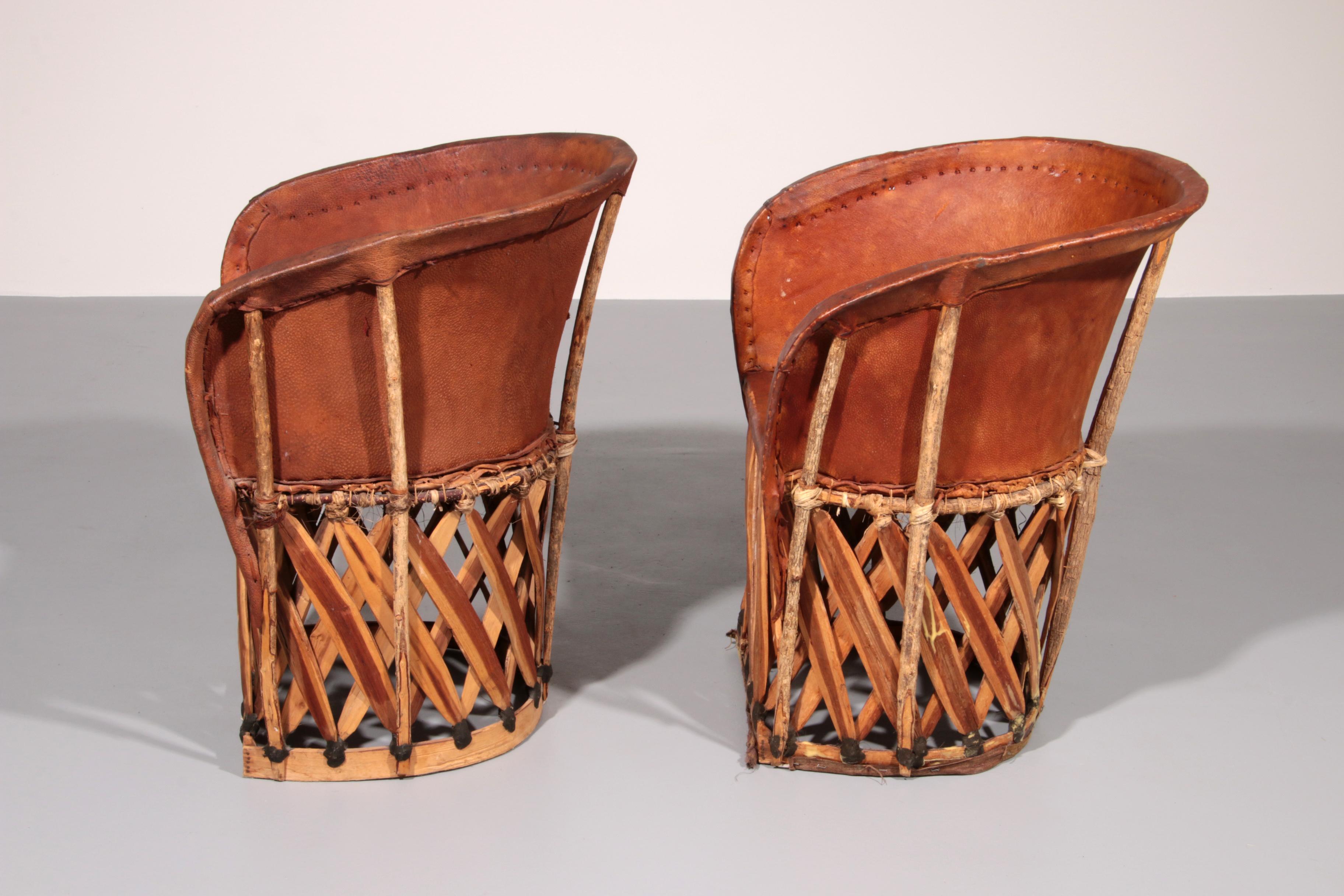 Late 20th Century Folk Art Equipale Ostrich Chair Leather Mexico 1970s For Sale