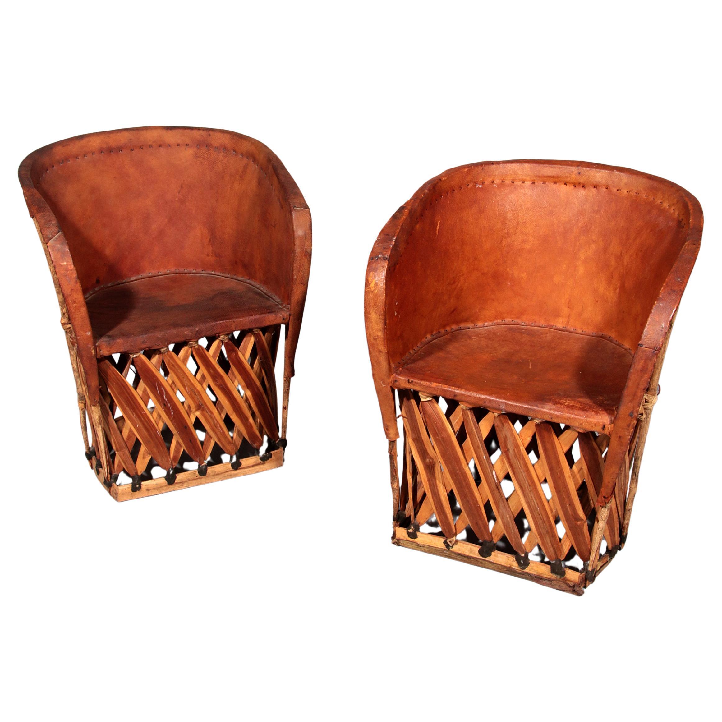 Folk Art Equipale Ostrich Chair Leather Mexico 1970s