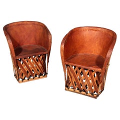 Folk Art Equipale Ostrich Chair Leather Mexico 1970s
