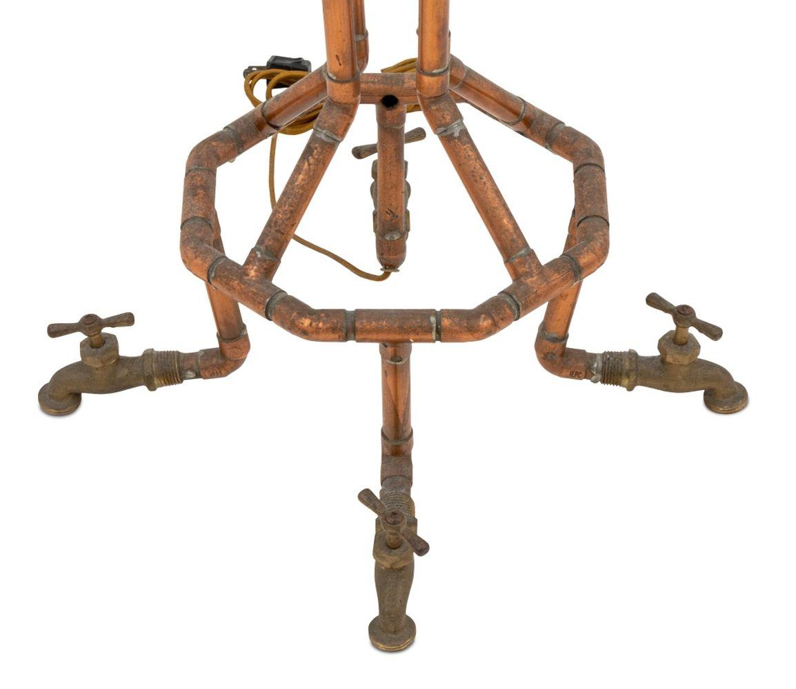 Folk Art Faucet Motif Mixed Metal Floor Lamp In Good Condition For Sale In Astoria, NY