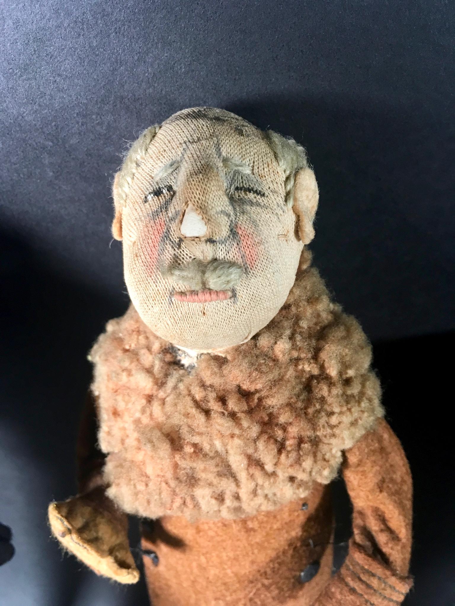 Folk Art Felted Wool and Wire Male Character Dolls, Collection of Three In Good Condition For Sale In Ferndale, MI