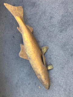 Folk Art Fish Sculpture Gilded Metal