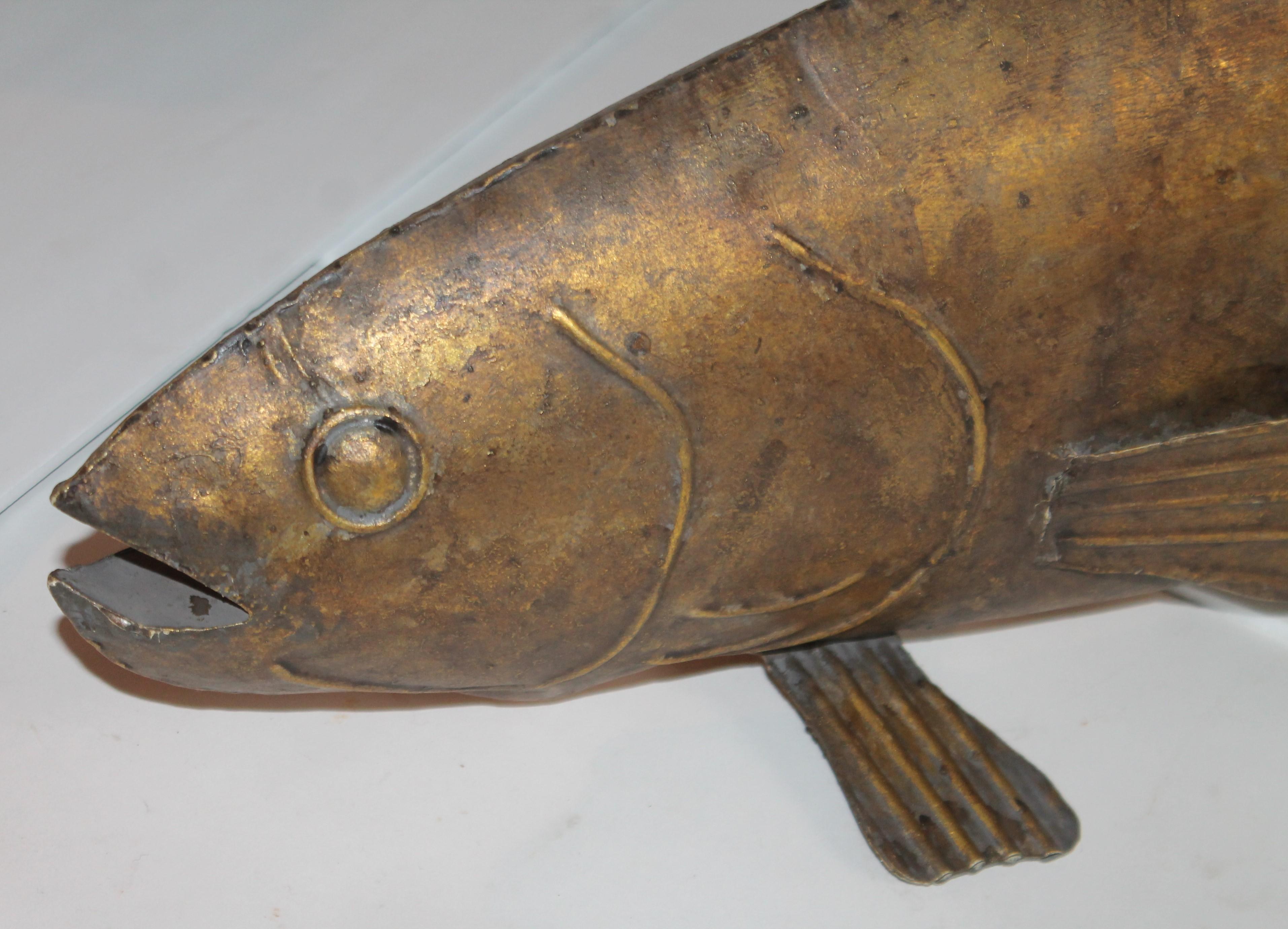 Adirondack Folk Art Fish Sculpture Gilded Metal